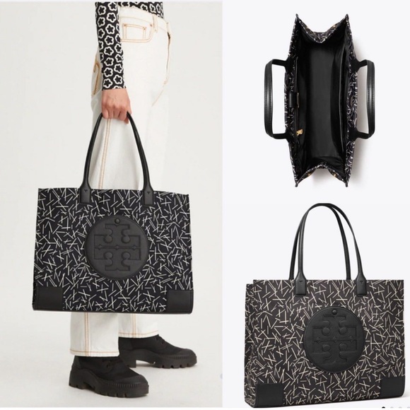 NWT Tory Burch Ella Printed Tote in Matchsticks Pattern - Picture 2 of 9